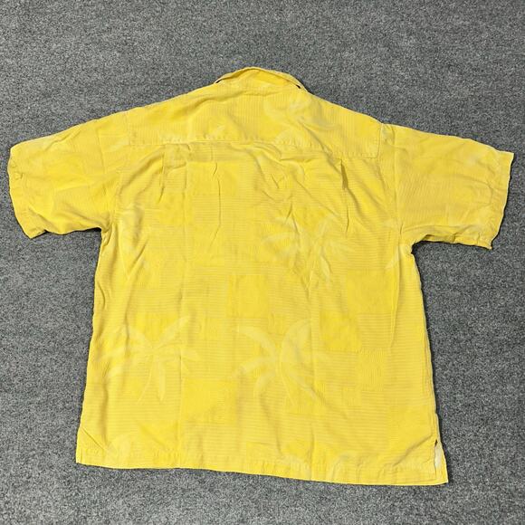 Tommy Bahama Yellow Palm Tree 100% Silk Short Sleeve Button Up Shirt Size XL - Picture 6 of 6